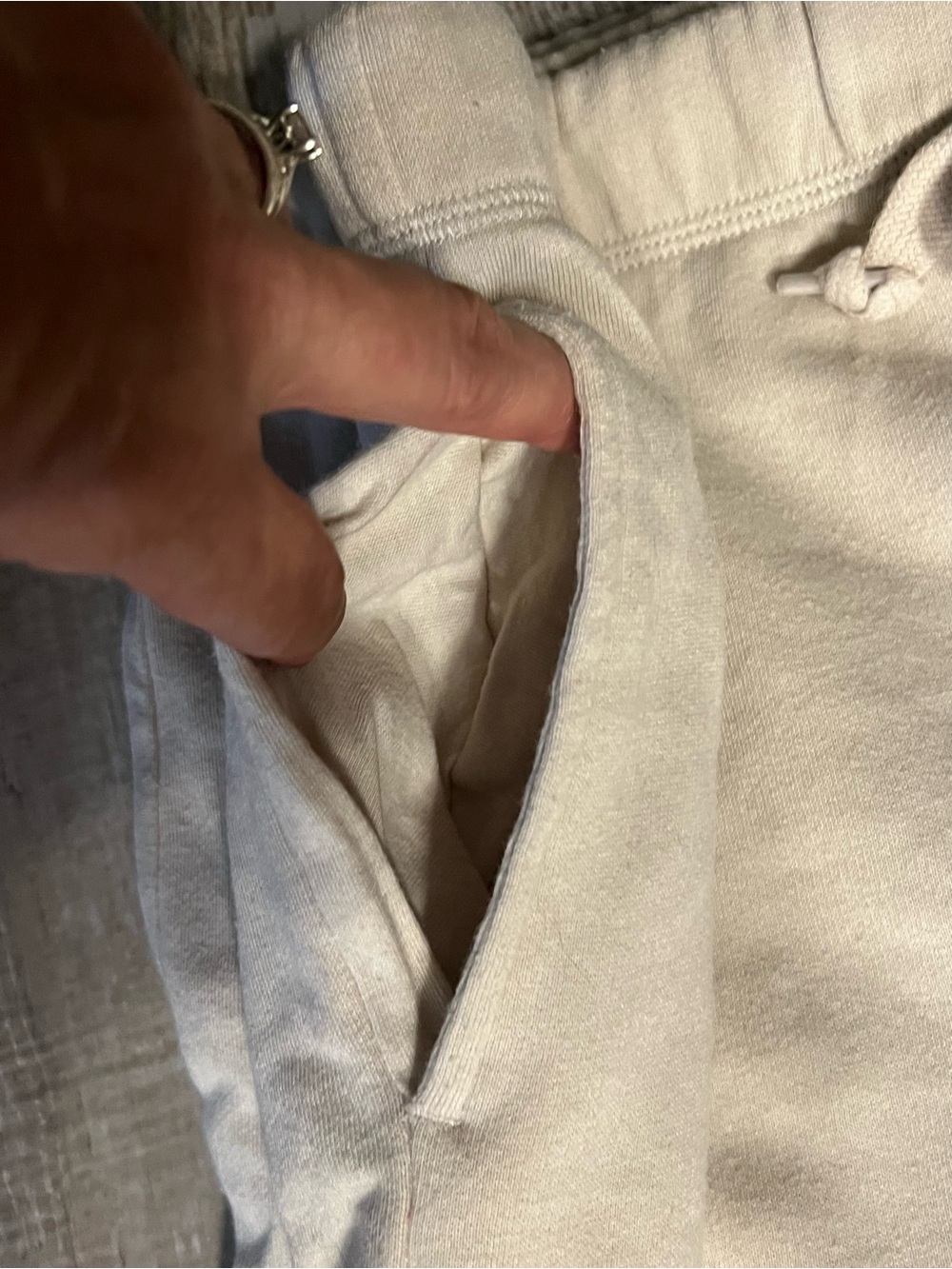 EUC!💗PINK Victoria's Secret Campus Logo FLARE SWEATPANTS!Creamy Tan/Silver Sz-M - Picture 8 of 8